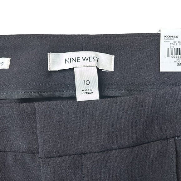 Nine West Wide Leg Front Seam Pants Size 10 Black NWT - Picture 7 of 11